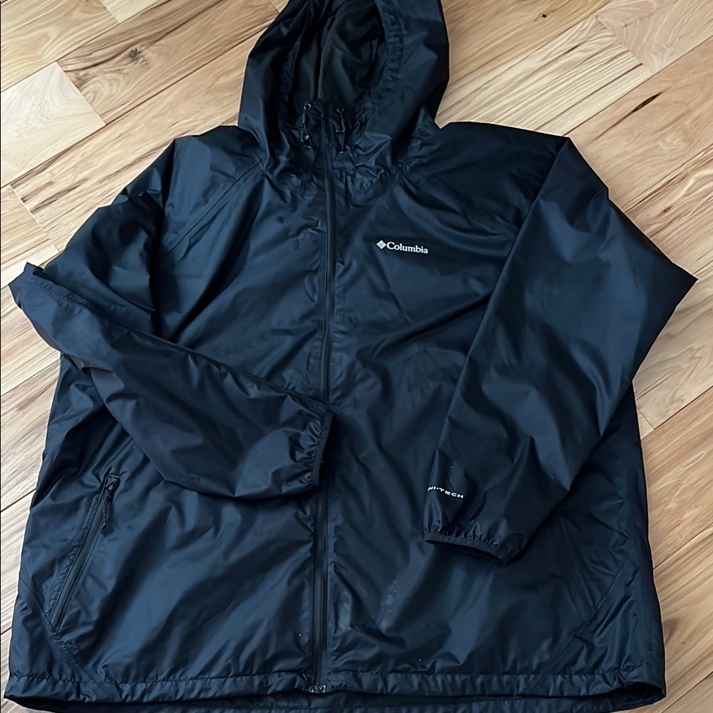 Columbia Black Windbreaker Hooded Jacket 3X/3TF